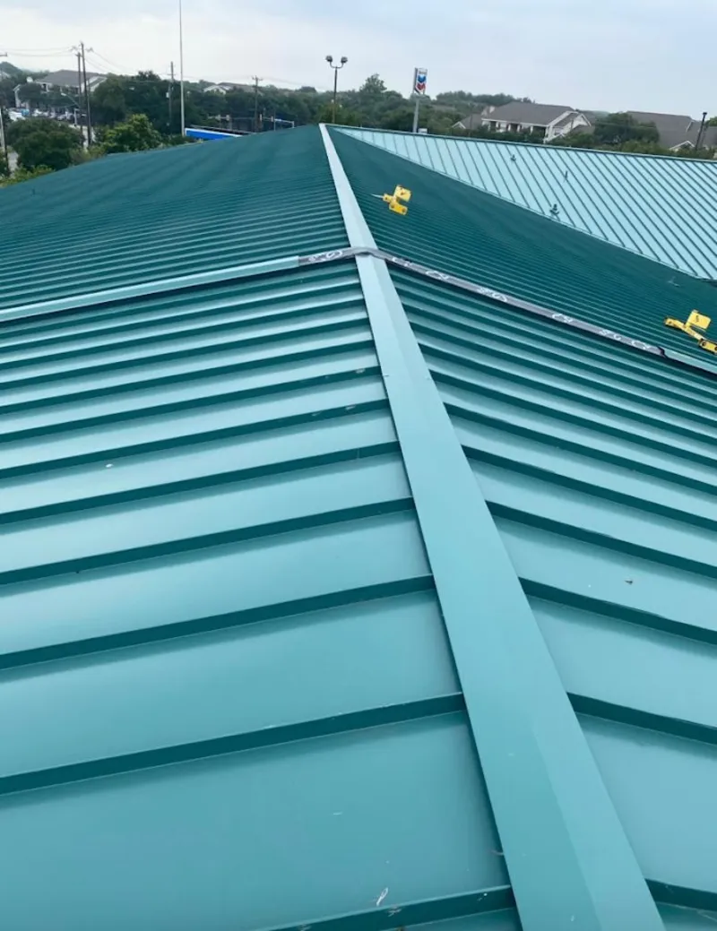 Green commercial metal roof ridge and valley for Metal Roof Repair in Sandusky